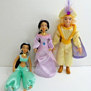 Vintage Aladdin Disney Deagostini Porcelain Dolls Lot of 3 Prince Ali Jasmine